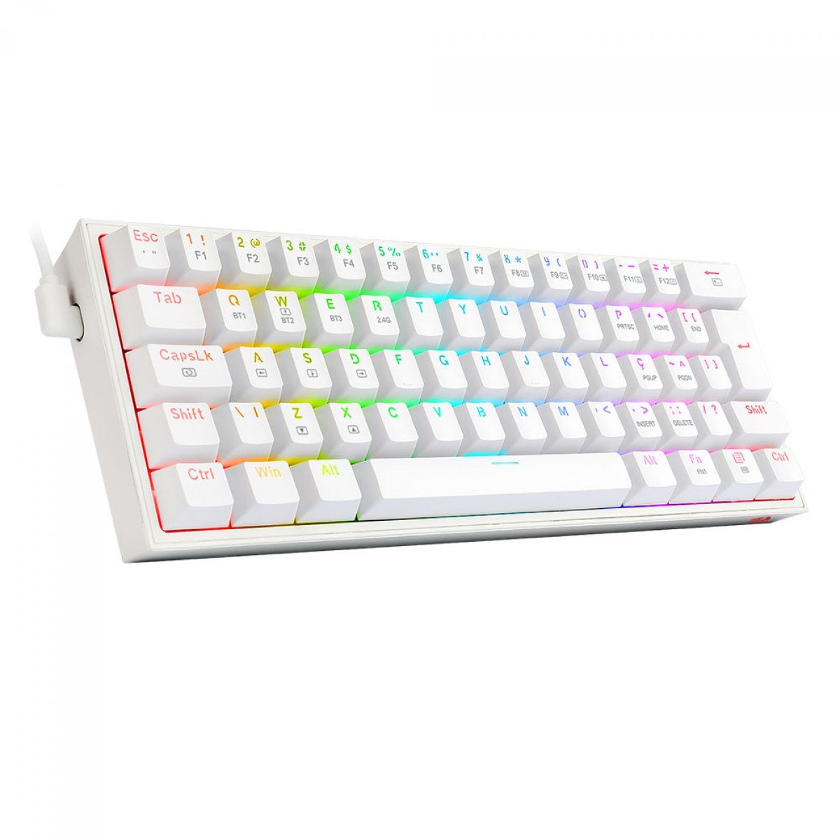 Teclado Sem fio Mecânico Gamer Redragon Fizz Pro, RGB, Switch Brown, Wireless, Bluetooth, Branco - K616-RGB-W (PT-BROWN) - Imagem 3