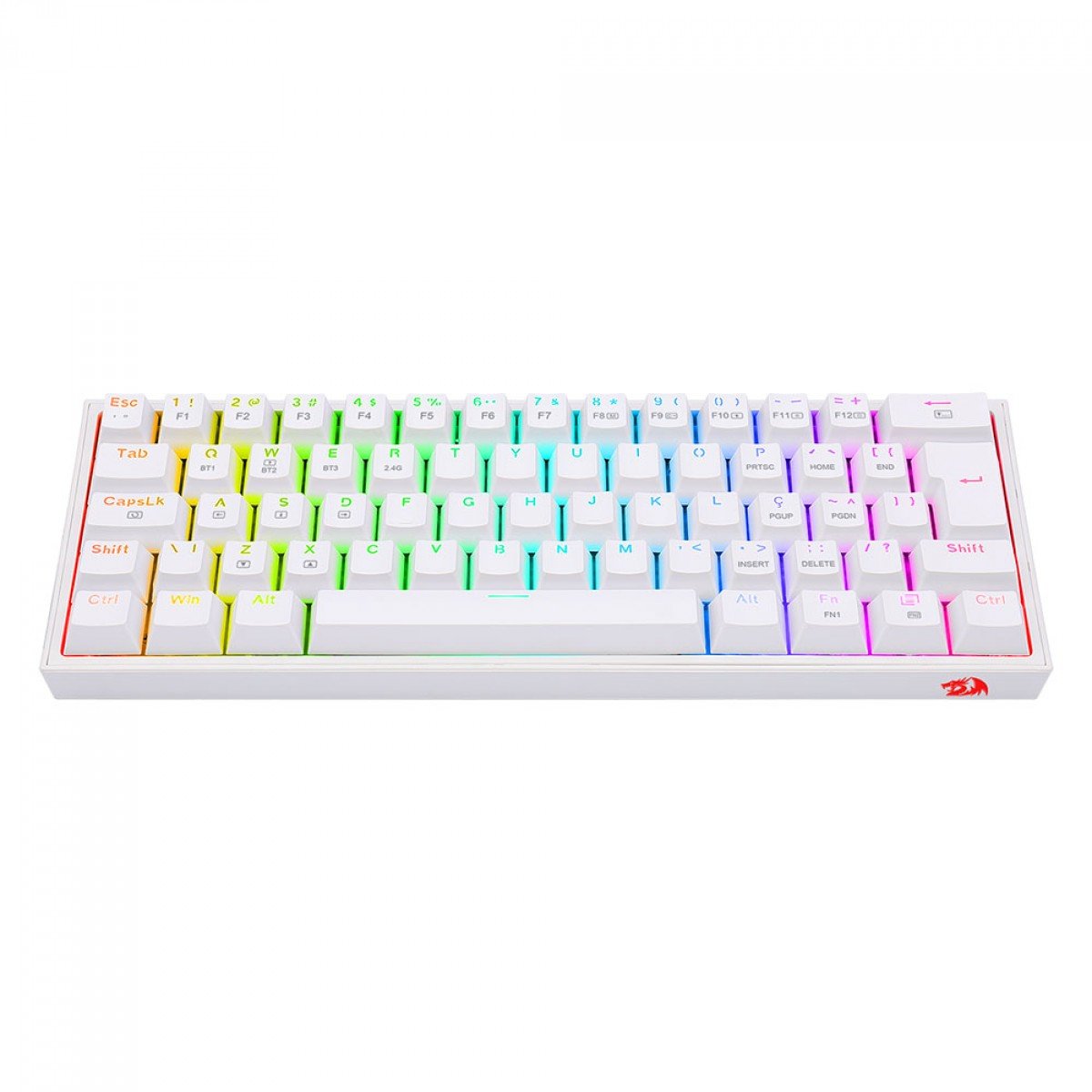 Teclado Sem fio Mecânico Gamer Redragon Fizz Pro, RGB, Switch Brown, Wireless, Bluetooth, Branco - K616-RGB-W (PT-BROWN) - Imagem 2
