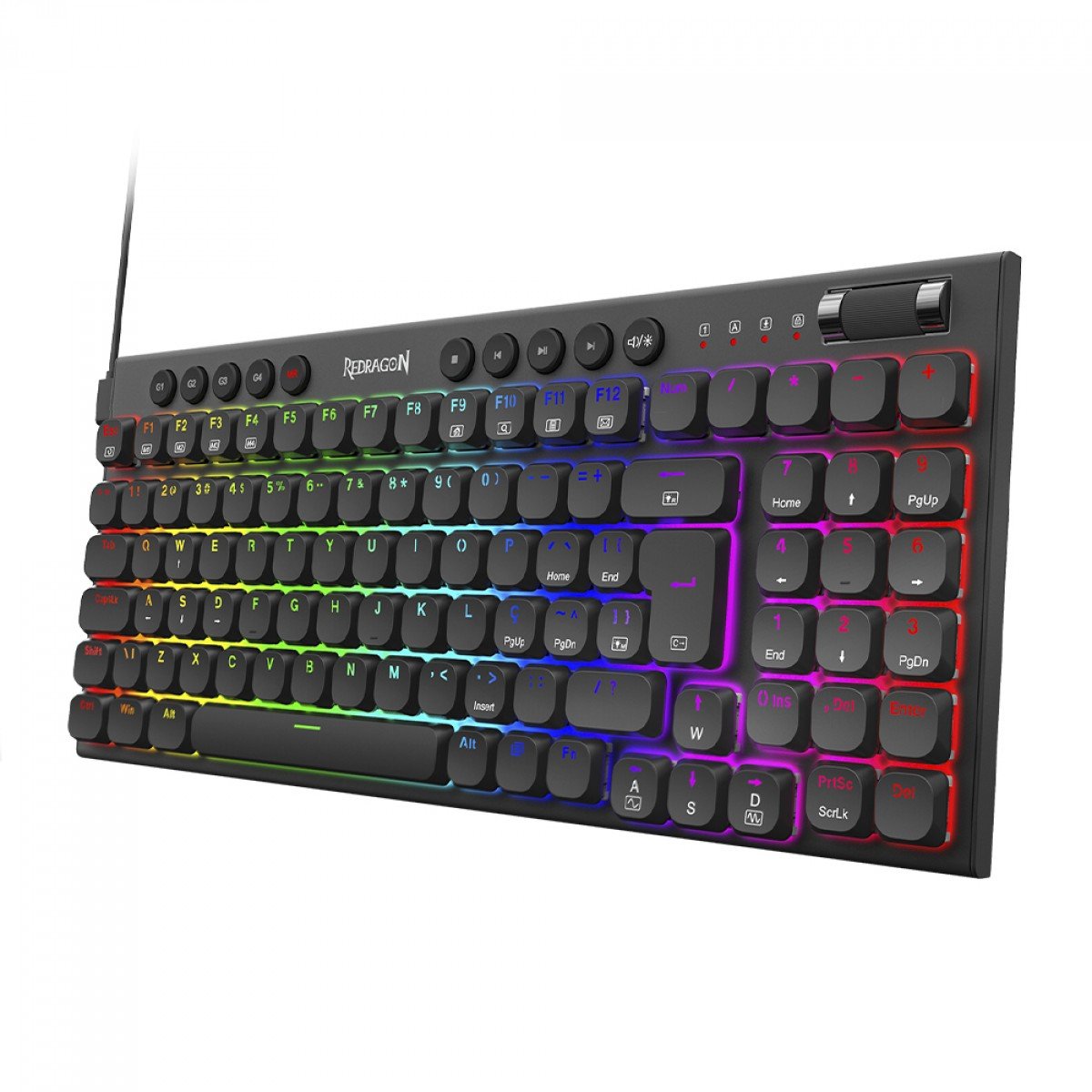 Teclado Mecânico Gamer Redragon Sion 90%, RGB, Low-Profile, Switch Brown, ABNT2, Preto com Númerico - Imagem 3