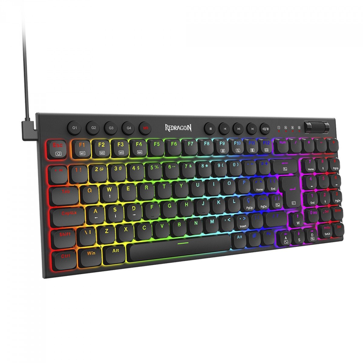 Teclado Mecânico Gamer Redragon Sion 90%, RGB, Low-Profile, Switch Brown, ABNT2, Preto com Númerico - Imagem 2