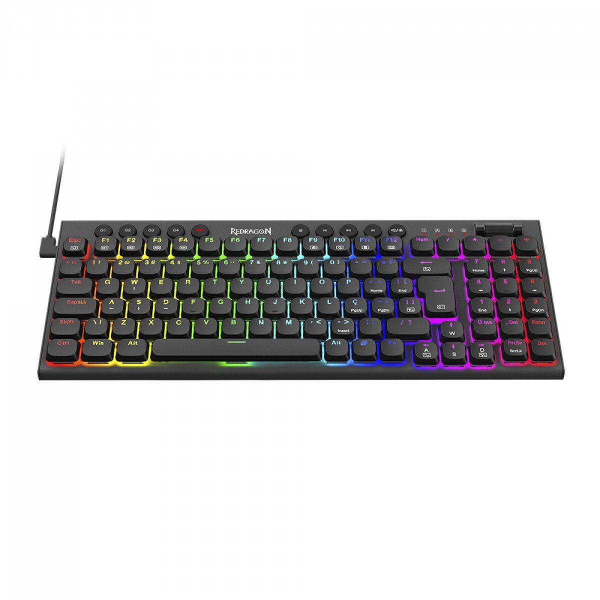 Teclado Mecânico Gamer Redragon Sion 90%, RGB, Low-Profile, Switch Brown, ABNT2, Preto com Númerico - Imagem 4