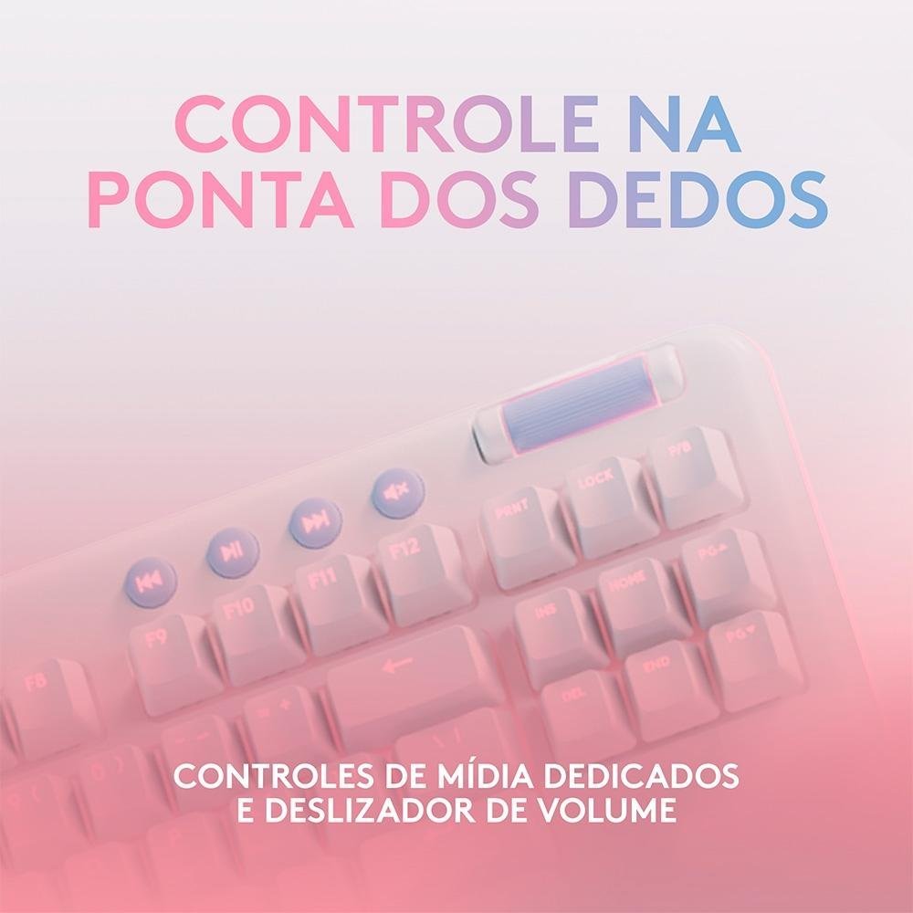 Teclado Mecânico Gamer Logitech G715 Switch GX Brown Tactile, RGB LIGHTSYNC, Apoio para Mãos, ABNT, Branco - 920-010702 - Imagem 6