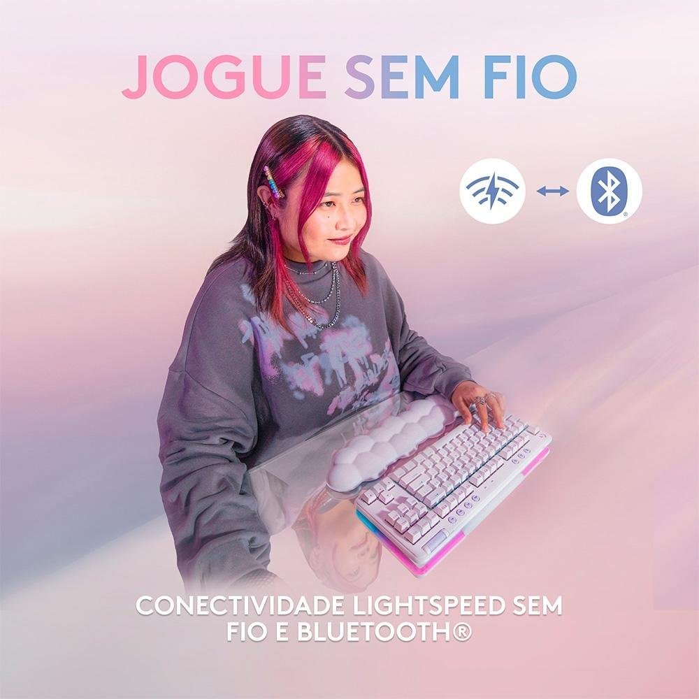 Teclado Mecânico Gamer Logitech G715 Switch GX Brown Tactile, RGB LIGHTSYNC, Apoio para Mãos, ABNT, Branco - 920-010702 - Imagem 3