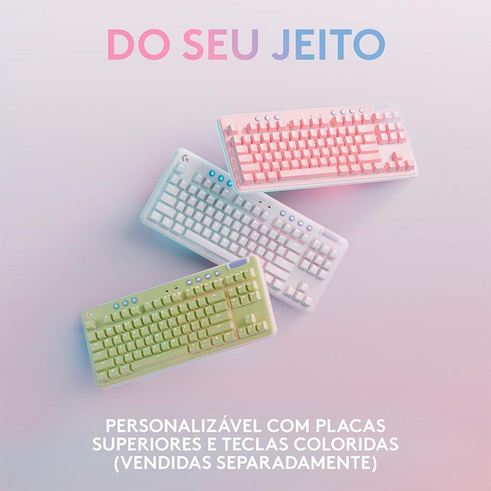 Teclado Mecânico Gamer Logitech G715 Switch GX Brown Tactile, RGB LIGHTSYNC, Apoio para Mãos, ABNT, Branco - 920-010702 - Imagem 7