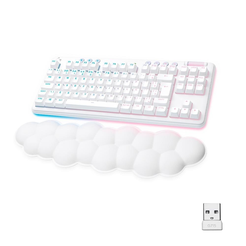 Teclado Mecânico Gamer Logitech G715 Switch GX Brown Tactile, RGB LIGHTSYNC, Apoio para Mãos, ABNT, Branco - 920-010702