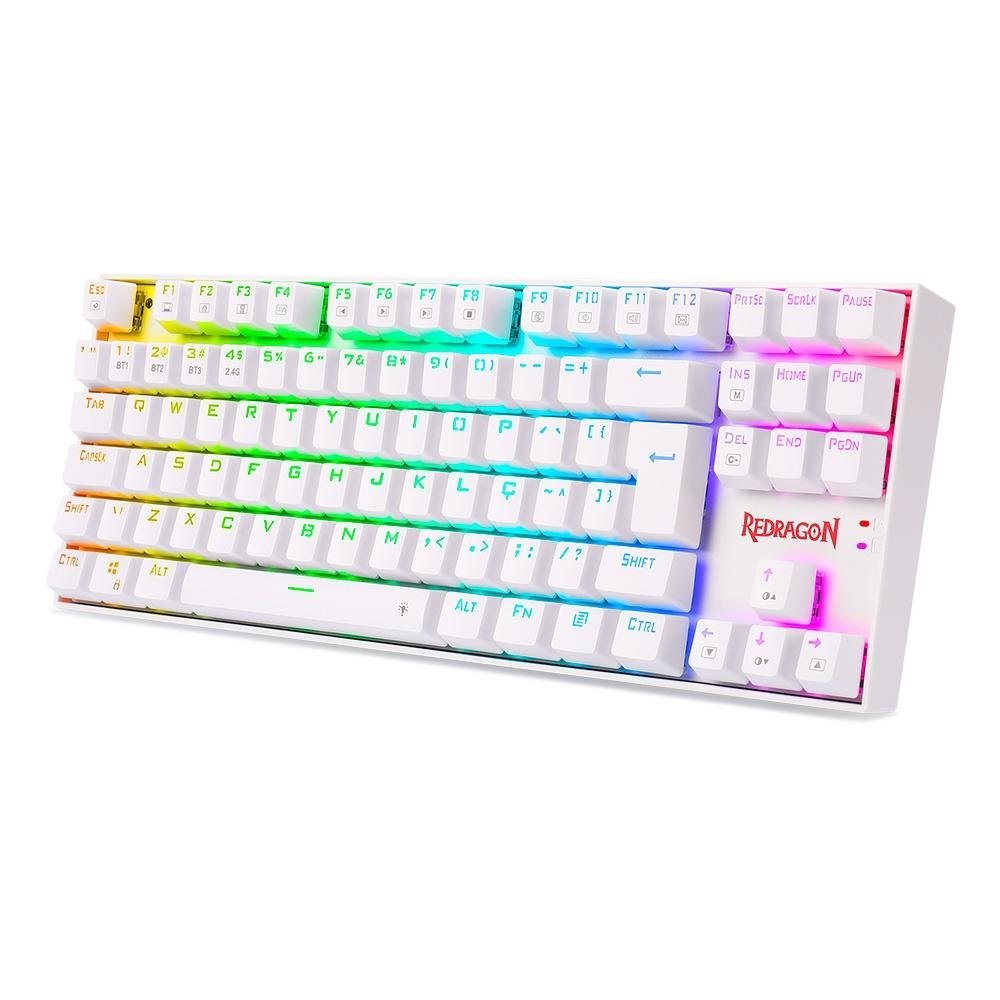 Teclado Sem fio Mecânico Redragon Kumara Pro, RGB, Switch Brown, Wireless, Bluetooth, Branco - K552RGB-BRS-W - Imagem 3