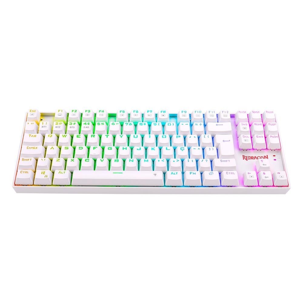 Teclado Sem fio Mecânico Redragon Kumara Pro, RGB, Switch Brown, Wireless, Bluetooth, Branco - K552RGB-BRS-W - Imagem 4