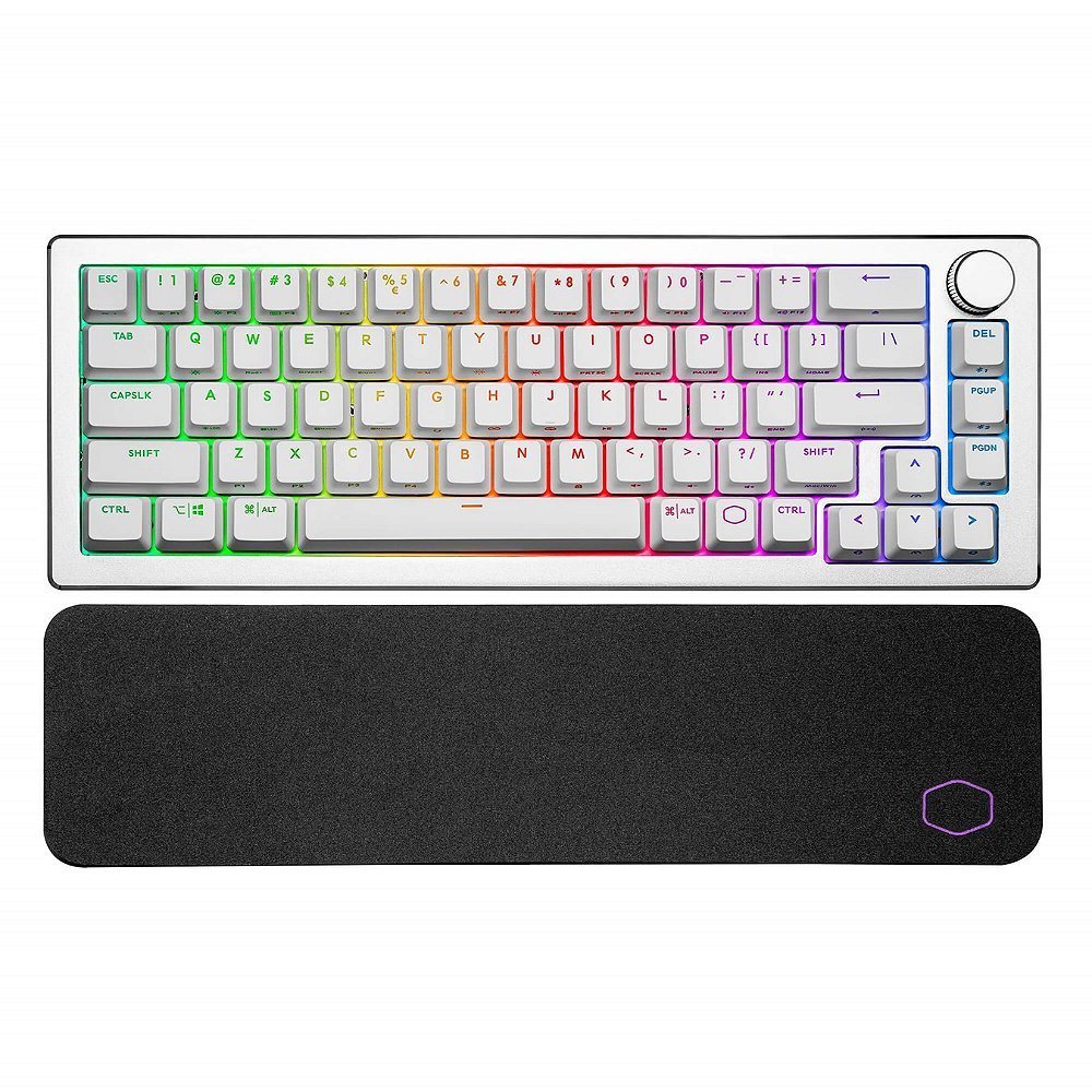 Teclado Sem fio Gamer Cooler Master CK721, 65%, Branco/Prata, Switch Vermelho(Linear), Wifi Bluethooth - CK-721-SKTR1-US