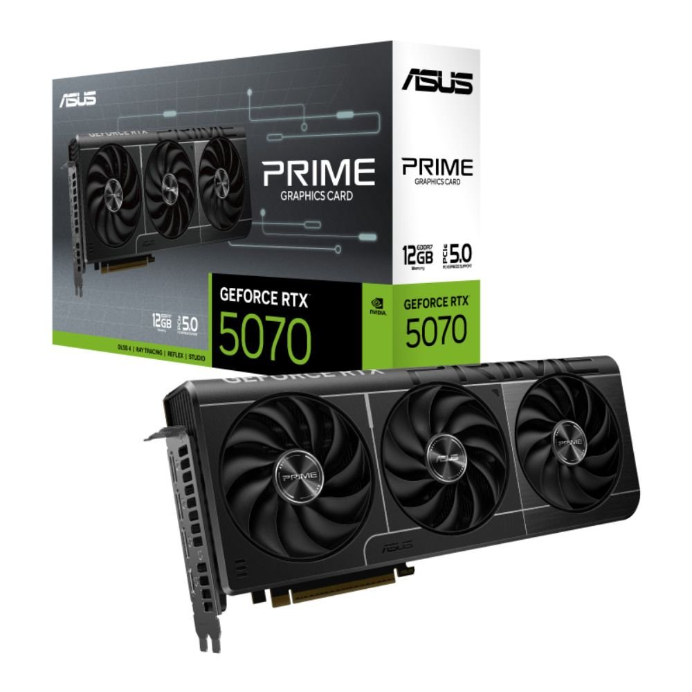 Placa de Vídeo RTX 5070 12GB ASUS PRIME NVIDIA Geforce, Tri Fan, GDDR7, DLSS4, Ray Tracing