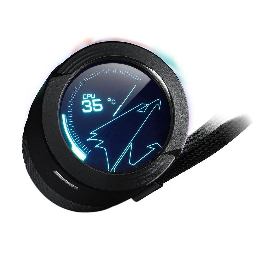 Water Cooler Gigabyte Aorus Waterforce X Display LCD, ARGB, 240mm, Preto, LGA 1700 e AM4 - GP-AORUS-WATERFORCE X 240