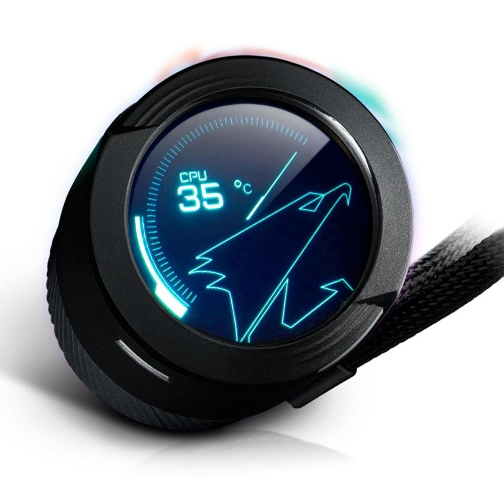 Water Cooler Gigabyte Aorus Waterforce X Display LCD, ARGB, 280mm, Preto, LGA 1700 e AM4 - GP-AORUS-WATERFORCE-280 - Imagem 3