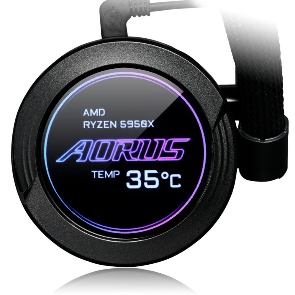 Water Cooler Gigabyte Aorus Waterforce X Display LCD, ARGB, 280mm, Preto, LGA 1700 e AM4 - GP-AORUS-WATERFORCE-280 - Imagem 2