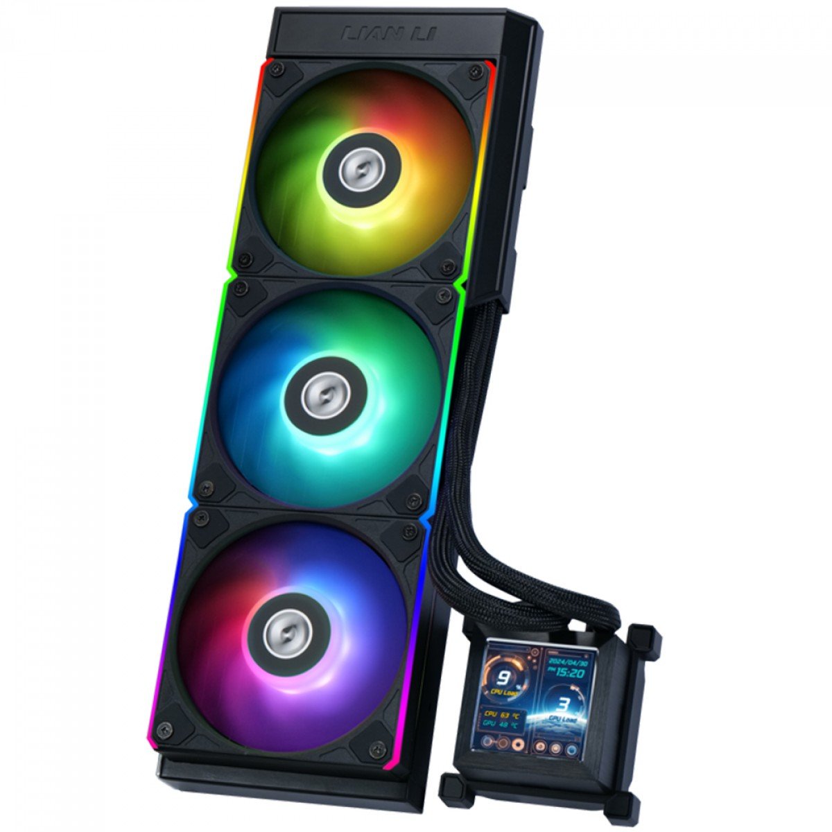 Water Cooler Lian Li Hydroshift 360R Display LCD, 360mm, ARGB, Com Display, Intel/AMD, Preto - HSLCD36RB