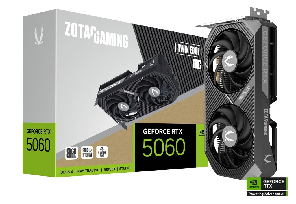 Placa de Video Zotac GeForce RTX 5060 Twin Edge OC 8GB GDDR7, DLSS 4 e Ray Tracing