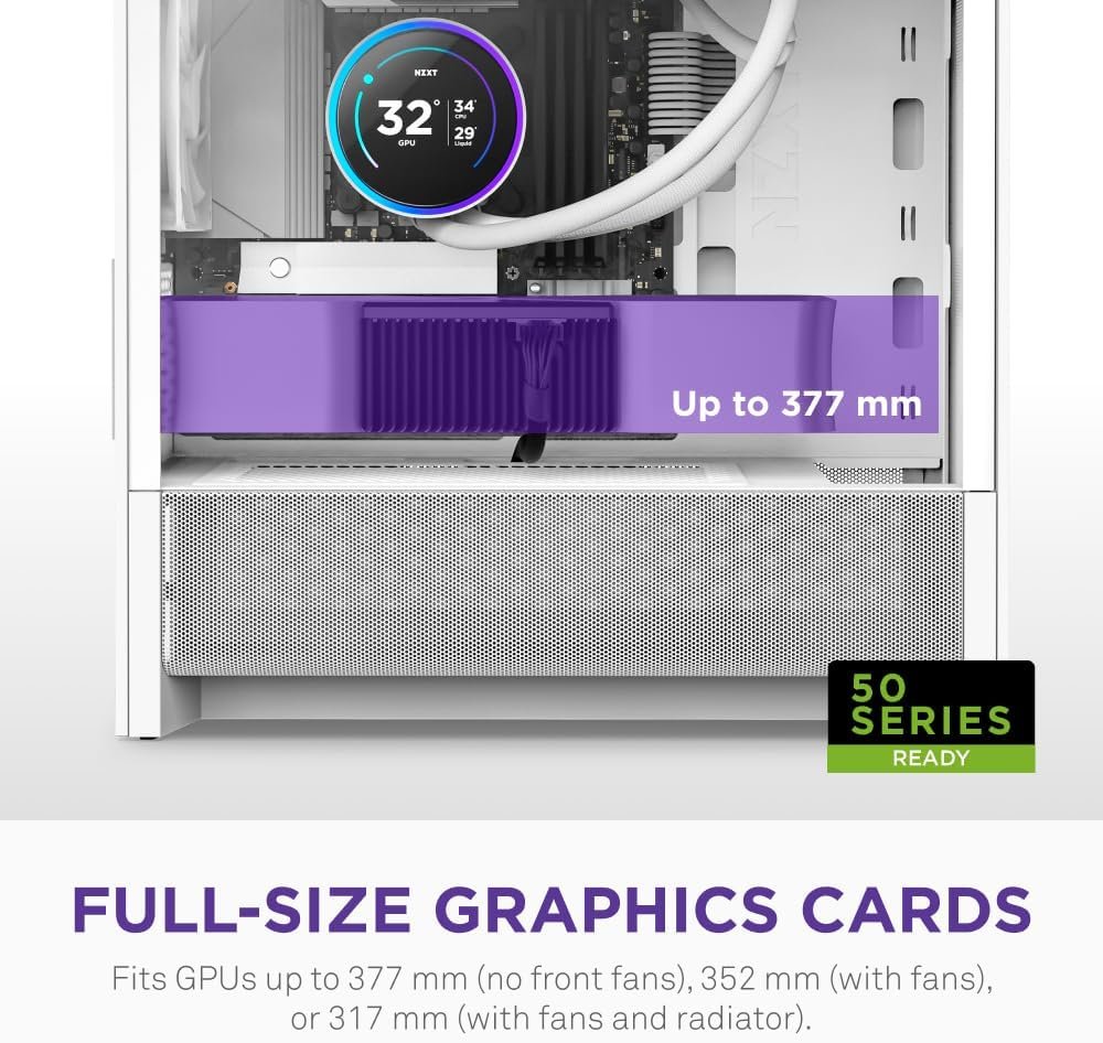 Gabinete Nzxt H3 Flow 2025 Usb Type-C Branco Vidro Temperado Mid Tower - CC-H31FW-01 - Imagem 4