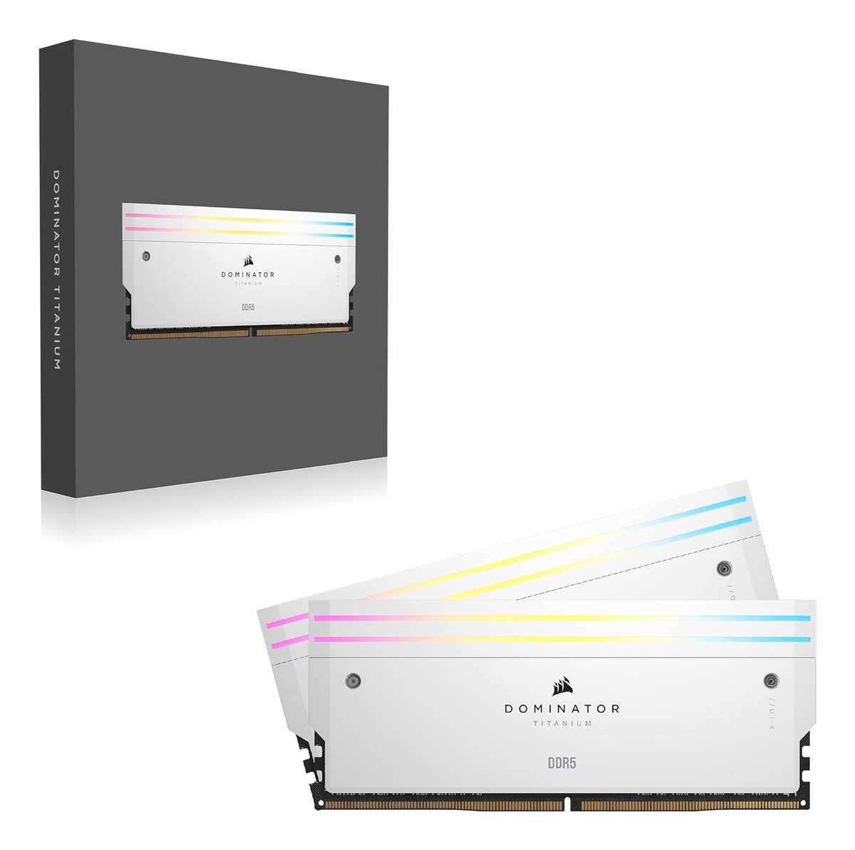Memória RAM DDR5 Branca Corsair Dominator Titanium, ARGB, 32GB (2x16GB), 6000MHz, CL30, Intel/AMD - CMP32GX5M2B600