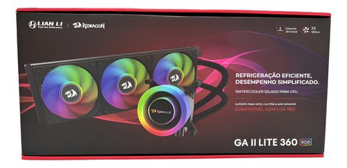 Water Cooler 360mm Lian Li Galahad II Lite Redragon Edition, ARGB, Intel/AMD