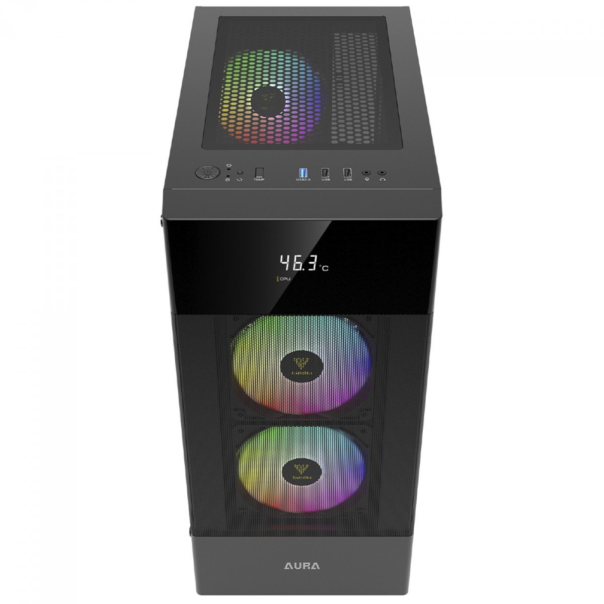 Gabinete Gamdias Aura GC5, Mid Tower, Vidro Temperado, Display Digital, ATX, Com 3 Fans ARGB - Imagem 2