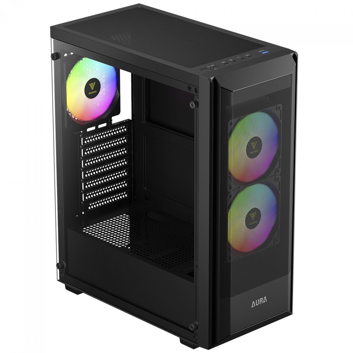 Gabinete Gamer Gamdias Aura GC6 Elite com 3 fans ARGB, ATX, Vidro Temperado, Preto