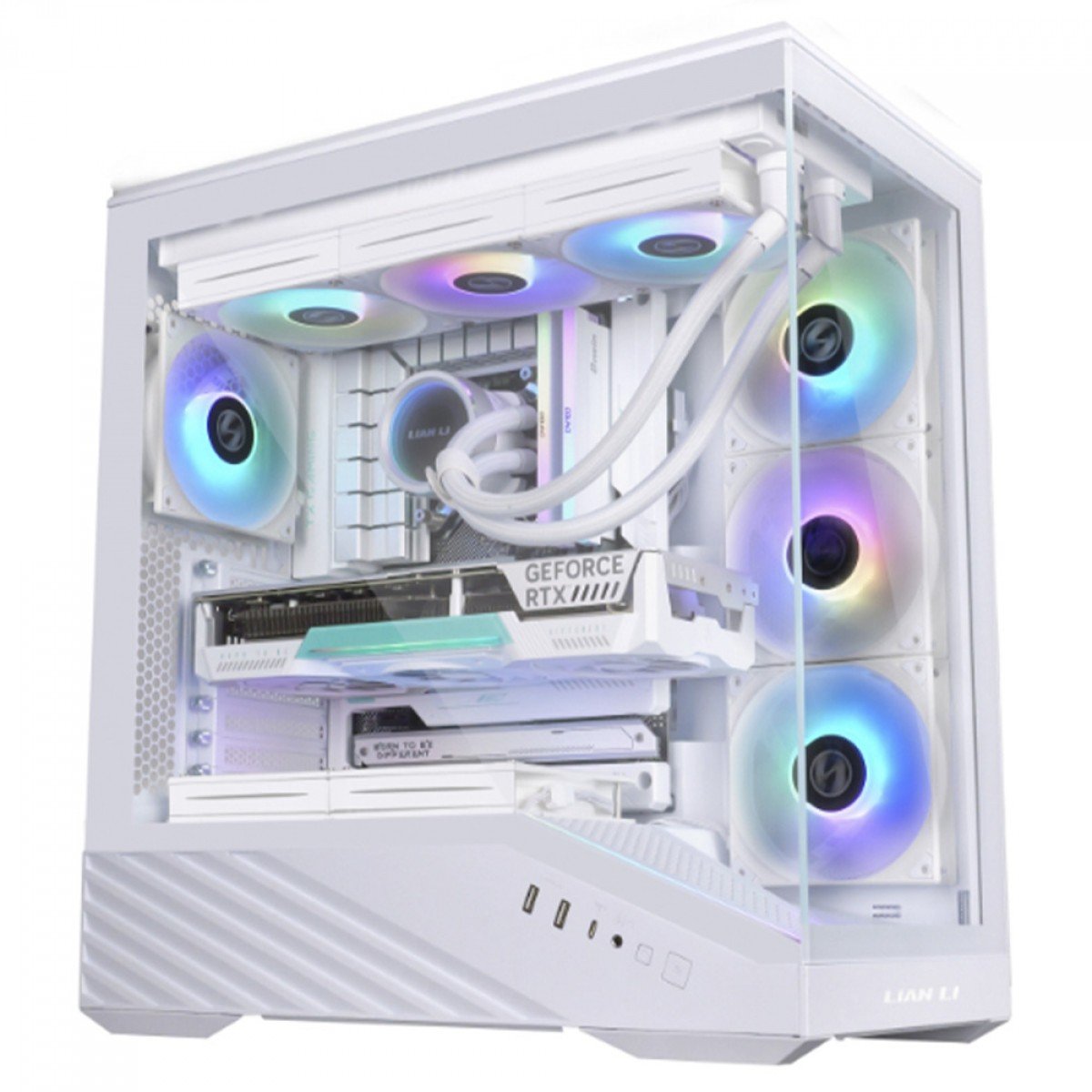 Gabinete Gamer Lian Li Vetor V100, RGB, Mid Tower, Vidro Temperado, E-ATX, Sem Fan, Branco, V100W - Imagem 4