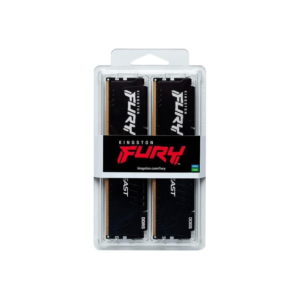 Memória RAM Kingston Fury Beast, 32GB (2X16GB), 6000MT/s, DDR5, CL30, AMD Expo e Intel XMP