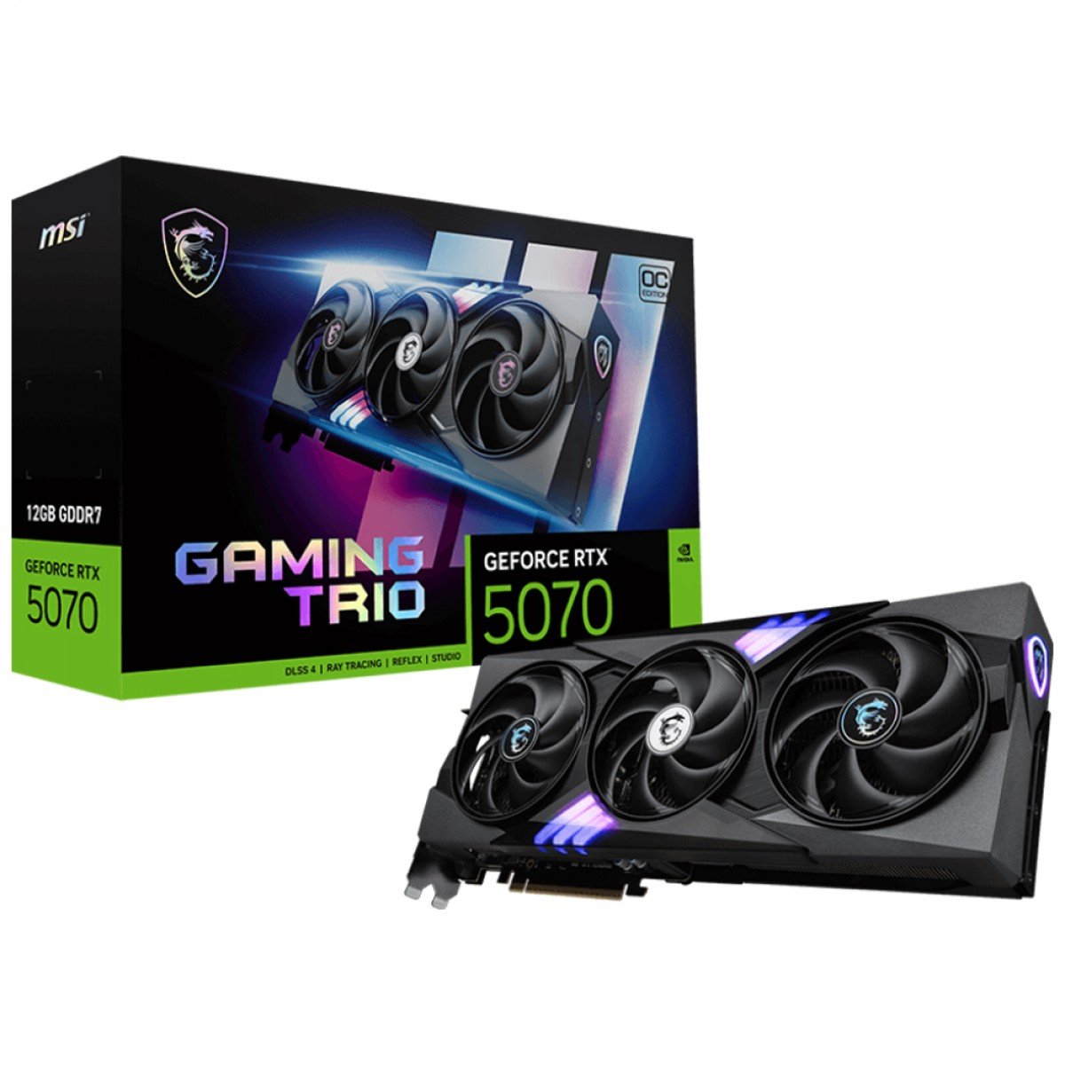 Placa de Vídeo RTX 5070 12GB MSI NVIDIA GeForce Gaming Trio OC, GDDR7, DLSS, Ray Tracing