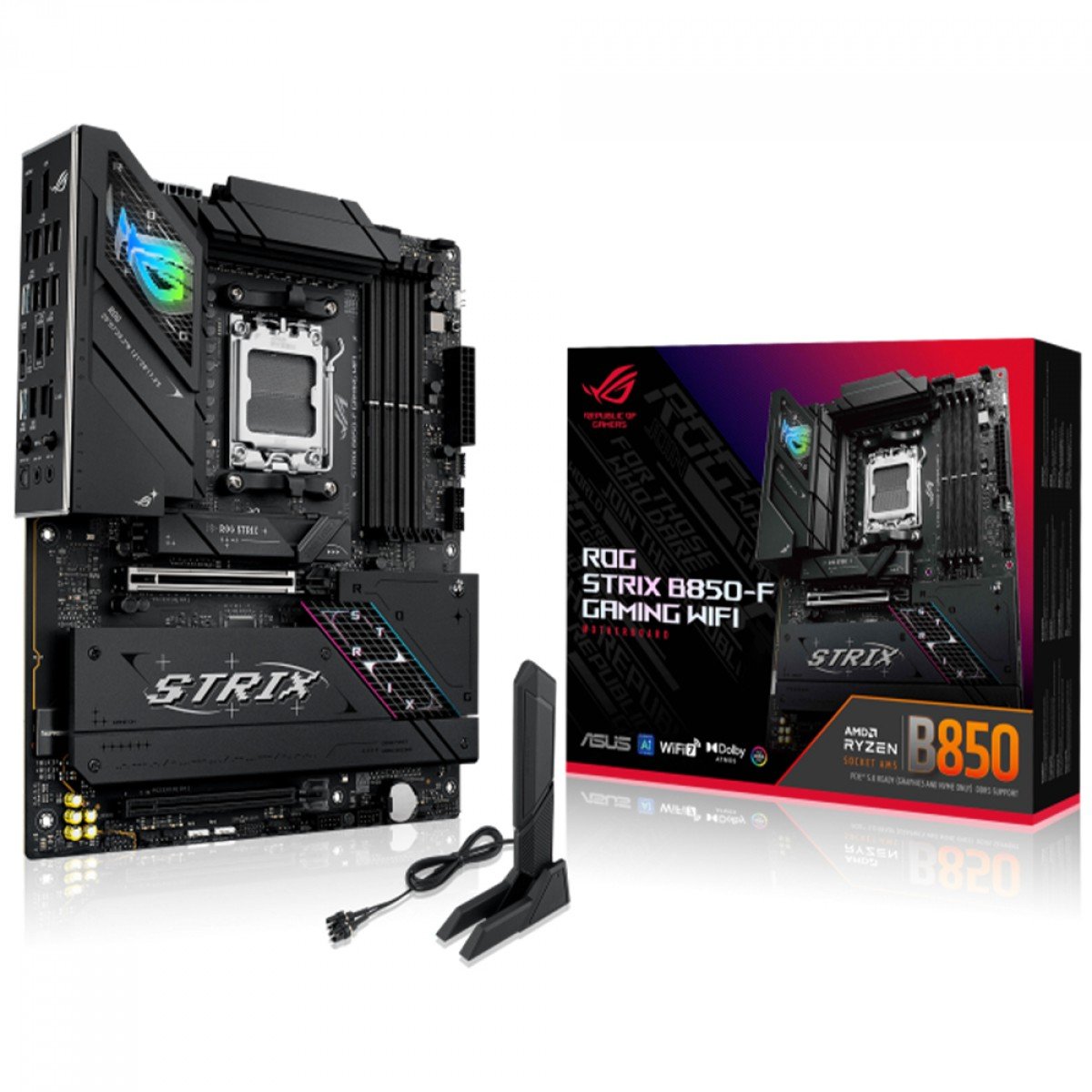 Placa Mãe Asus ROG Strix B850-F Gaming WiFi 7 e Bluetooth, AMD AM5, ATX, DDR5, PCIe 5.0, 4x slots M2