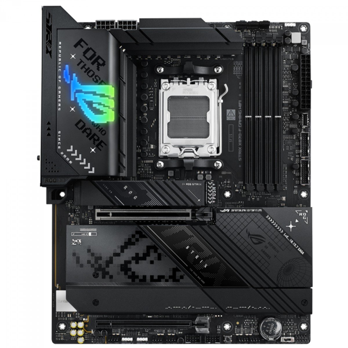 Placa Mãe Asus ROG Strix X870-F Gaming WiFi 7 e Bluetooth, AMD AM5, ATX, DDR5, PCIe 5.0, 5x slos M2 - Imagem 2