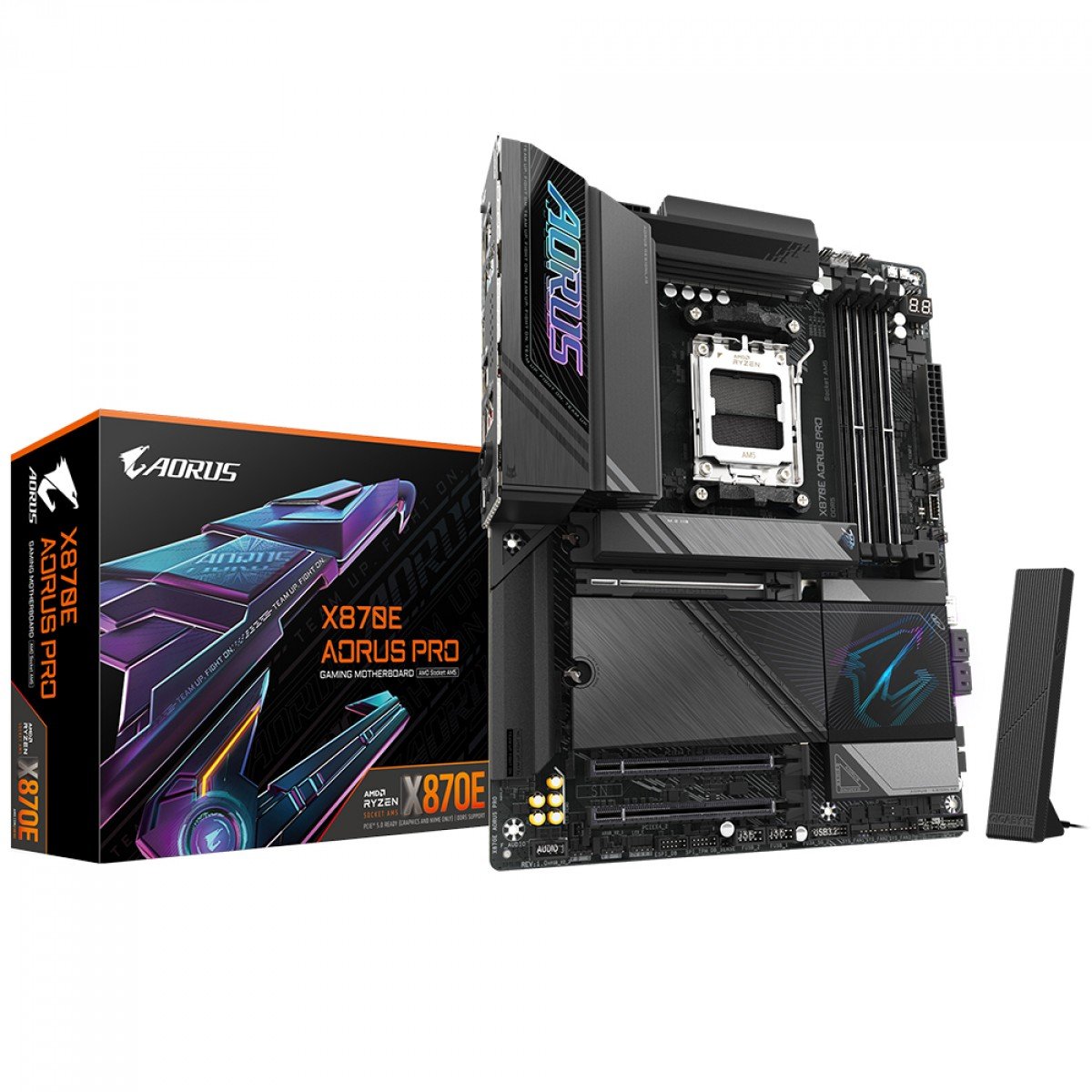 Placa Mãe AORUS X870E PRO, WIFI 7 e Bluetooth, AMD AM5, ATX, DDR5, 4x slots M2, PCIe 5.0