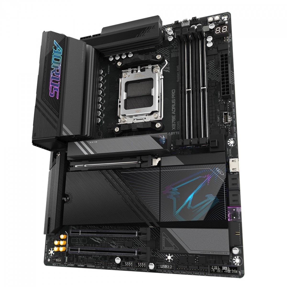 Placa Mãe AORUS X870E PRO, WIFI 7 e Bluetooth, AMD AM5, ATX, DDR5, 4x slots M2, PCIe 5.0 - Imagem 4