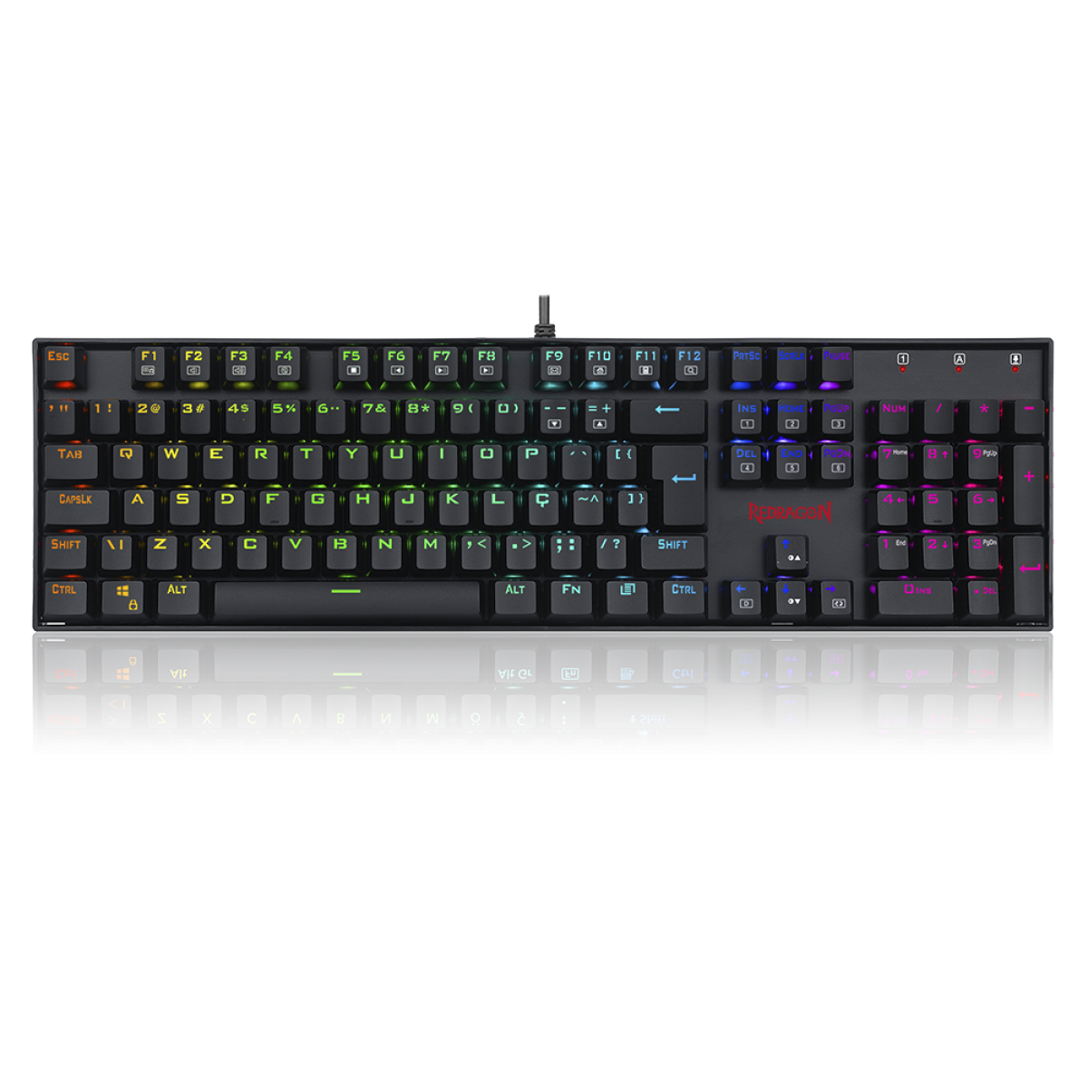 Teclado Mecânico Gamer Redragon Mitra, RGB, Switch Outemu Brown, ABNT2, Full Size, Preto - K551RGB-1 (PT-BROWN)
