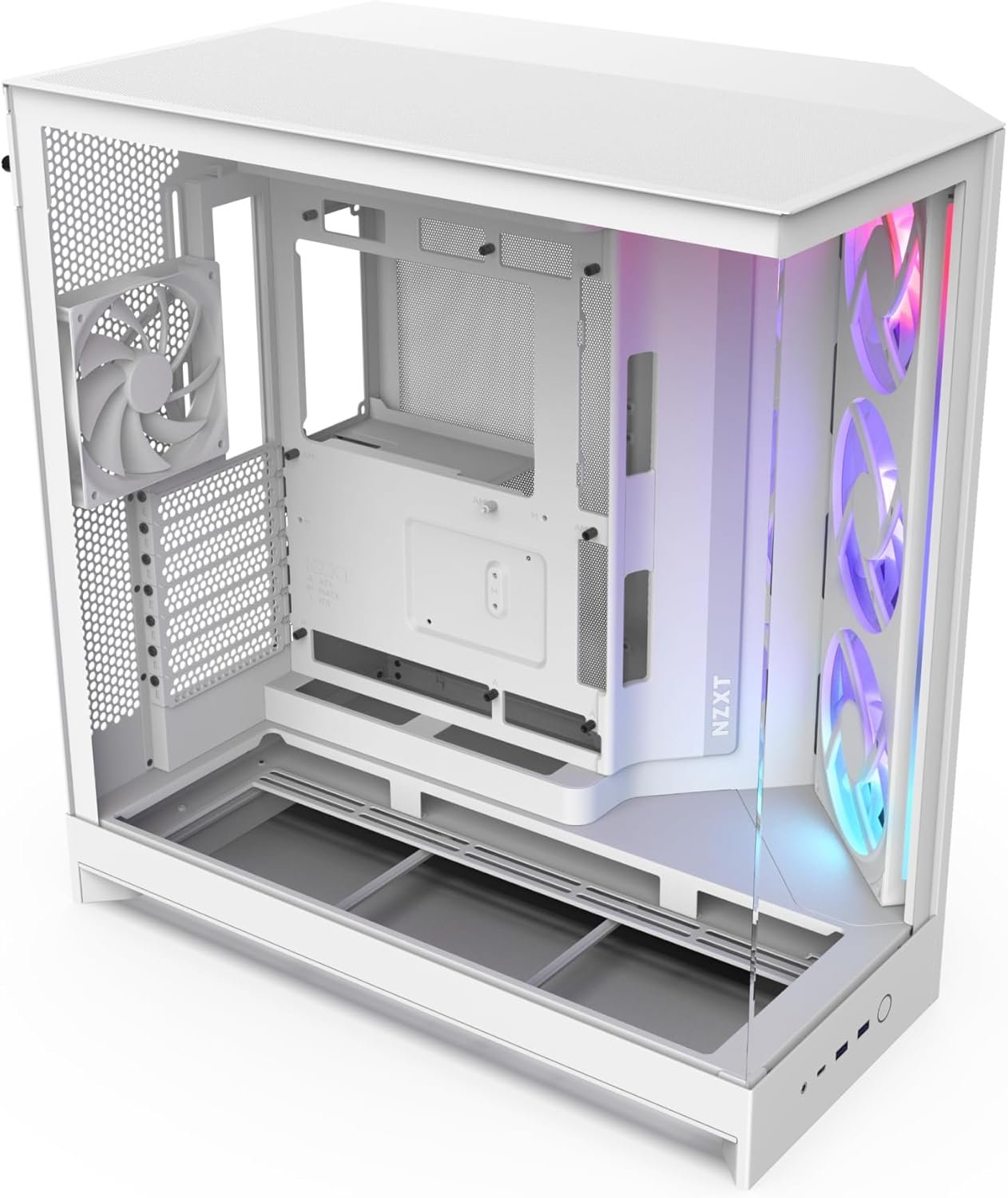 Gabinete Nzxt H9 Flow RGB 2025 Usb Type-C Branco 4 Fans Vidro Temperado Mid Tower - CM-H92FW-R1