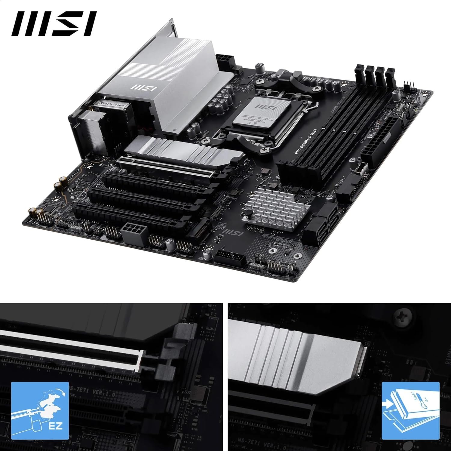 Placa Mãe MSI Pro B850M-P Wifi e Bluetooth, DDR5, AMD AM5, M-ATX, PCIe 5.0 - Imagem 5