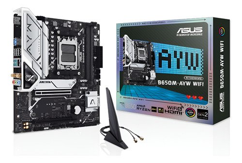 Placa Mãe ASUS B650M AYW WiFi e Bluetooth, AMD AM5, mATX, DDR5,