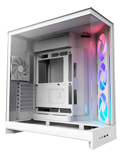 Gabinete Nzxt H9 Flow RGB 2025 Usb Type-C Branco 4 Fans Vidro Temperado Mid Tower - CM-H92FW-R1 - Imagem 2