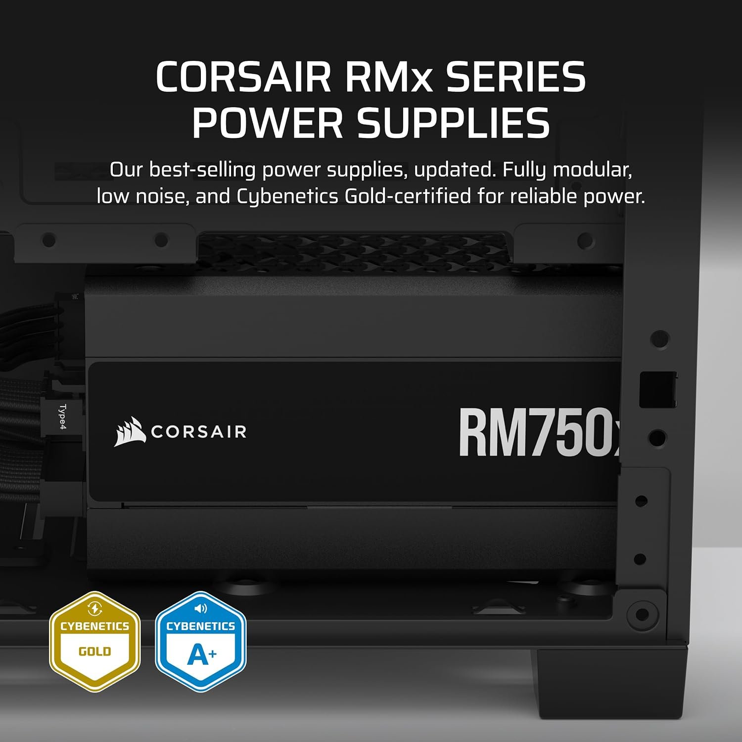 Fonte 750W Corsair RM750x, Full Modular, ATX 3.1, PCIe 5.1, Cybenetics Gold, Preto, CP-9020285-NA - Imagem 3