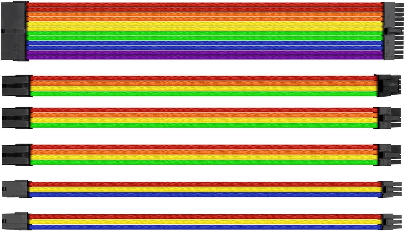 Kit de 7 Cabos Sleeved Thermaltake 300MM, Colorido, Rainbow - AC-049-CNONAN-A1