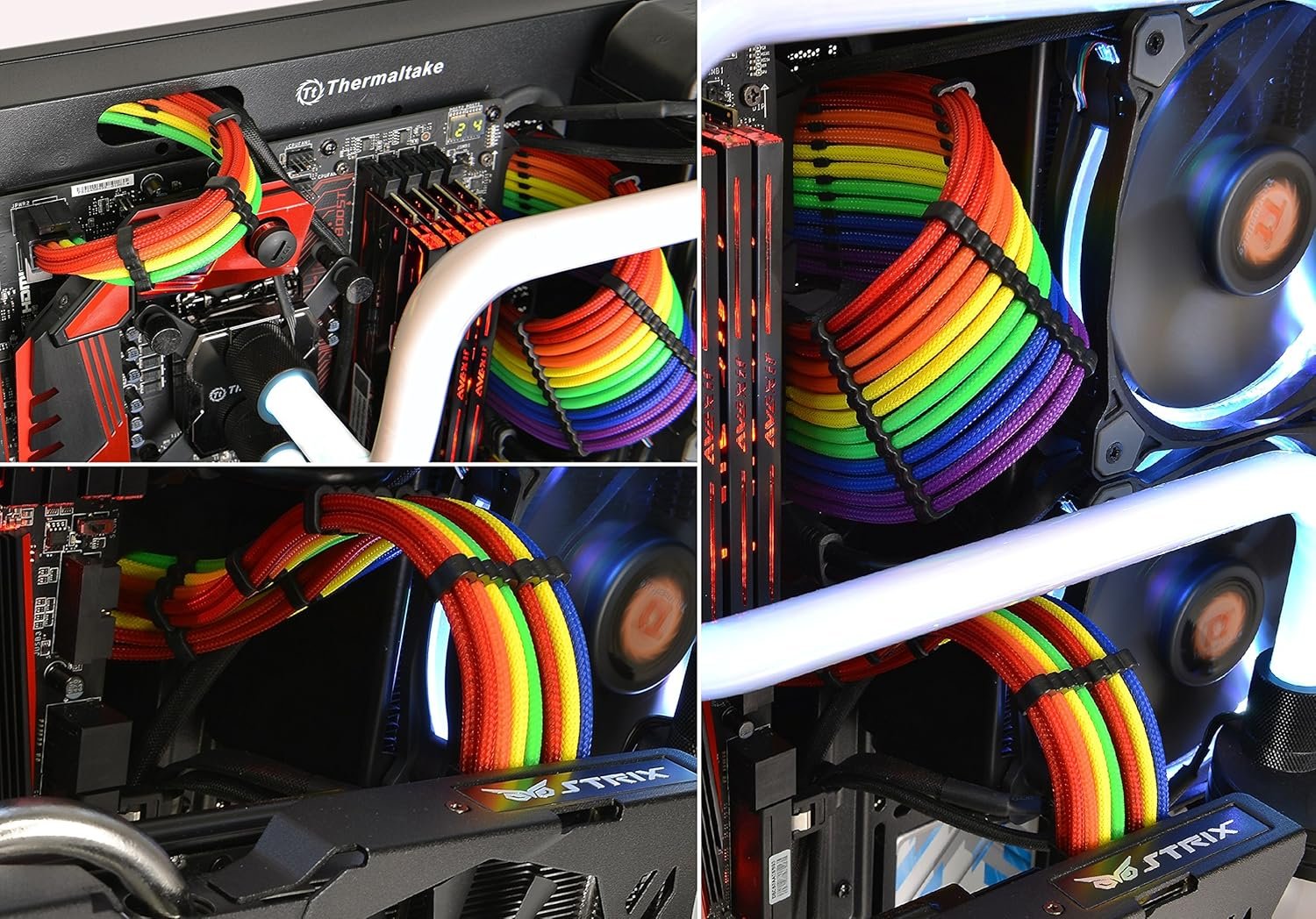 Kit de 7 Cabos Sleeved Thermaltake 300MM, Colorido, Rainbow - AC-049-CNONAN-A1 - Imagem 7