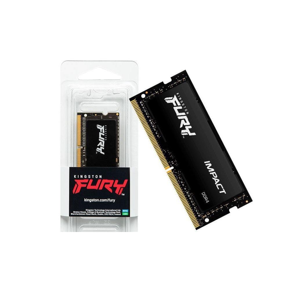 Memória Kingston Fury Impact, 8GB, 3200MHz, DDR4, CL20, Para Notebook - KF432S20IB/8