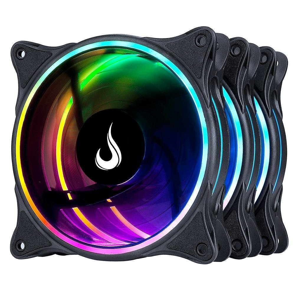 Cooler Fan Rise Mode Laser, 3 Unidades, 120mm, ARGB, Preto - RM-RGB-05-5V