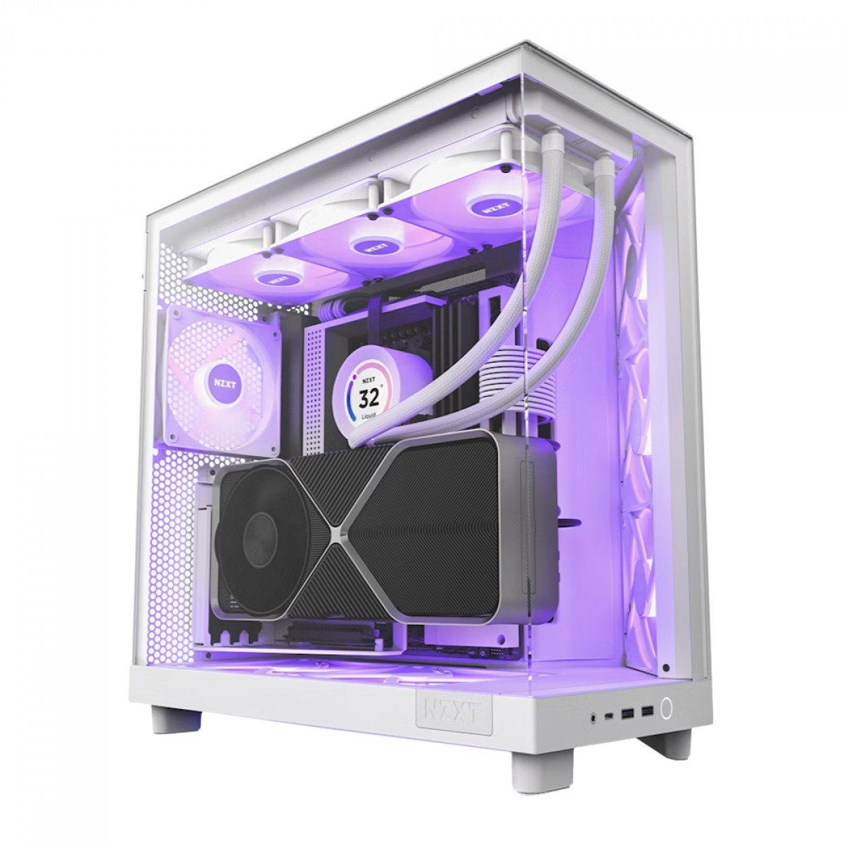 Gabinete NZXT Branco H6 Flow , Mid Tower, Vidro Temperado, ATX, 3 Fans RGB - CC-H61FW-R1