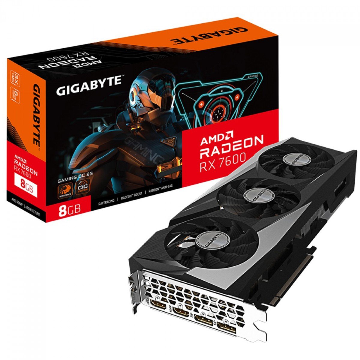 Placa De Vídeo Gigabyte AMD Radeon RX 7600 Gaming OC, 8GB, GDDR6, FSR, Ray Tracing