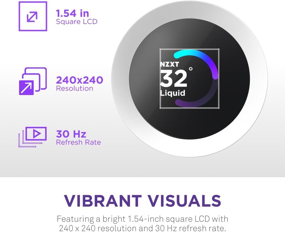 Water Cooler NZXT Kraken Plus 240 RGB, 240mm, Com Display LCD, INTEL/AMD, Branco, RL-KR240-W2 - Imagem 3