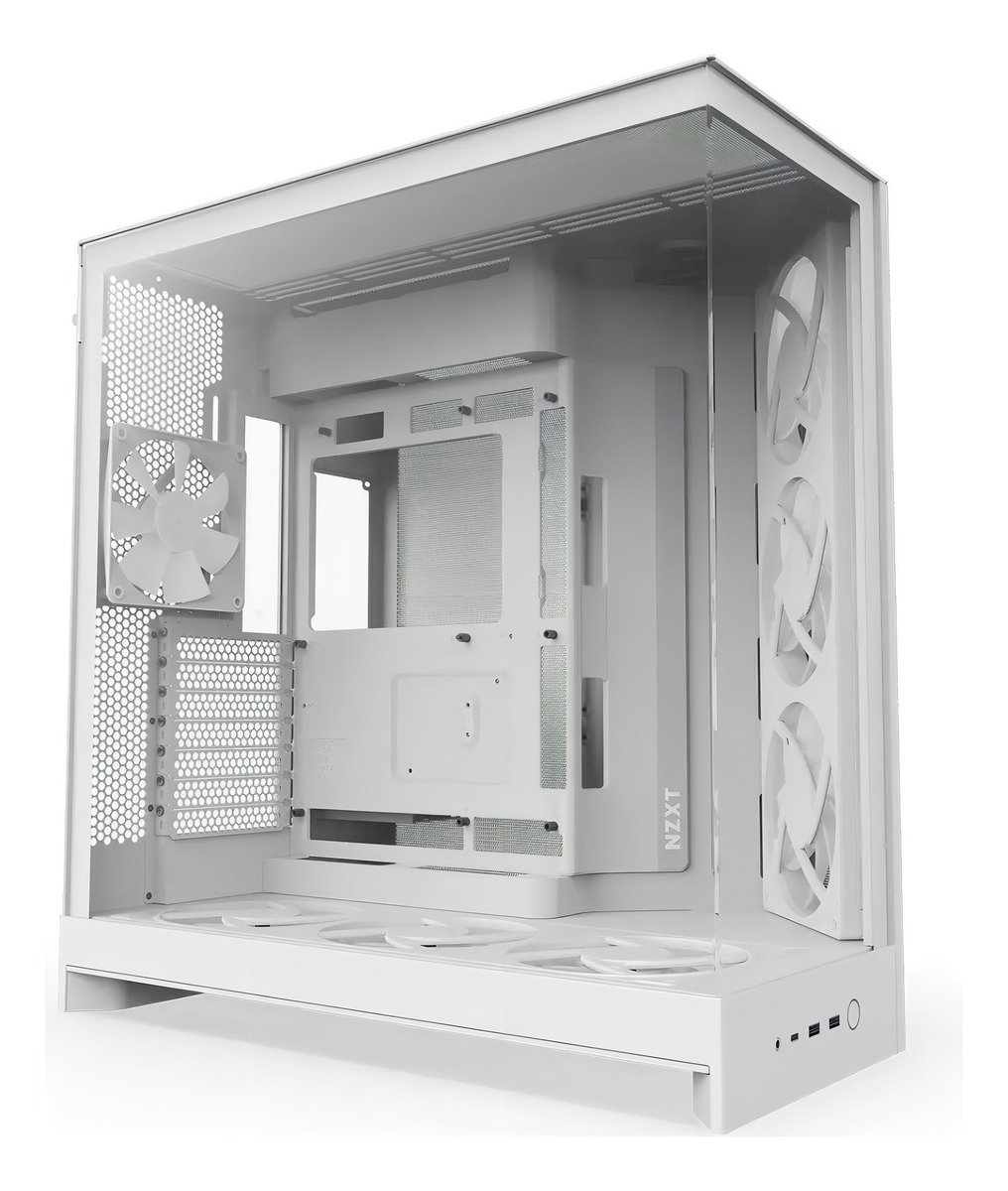 Gabinete Nzxt H9 Flow RGB+ 2025 Usb Type-C Branco 7 Fans Vidro Temperado Mid Tower - CM-H92FW-P1 - Imagem 3