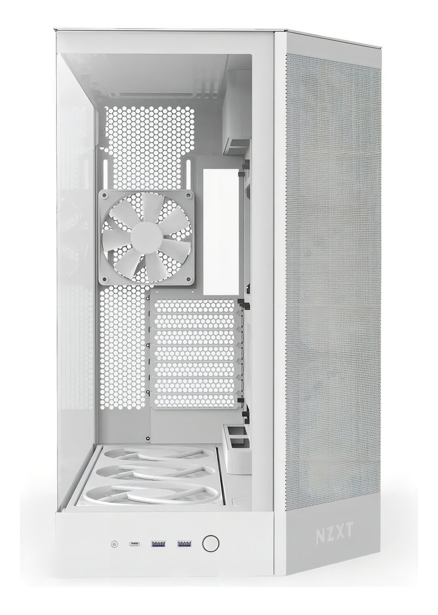 Gabinete Nzxt H9 Flow RGB+ 2025 Usb Type-C Branco 7 Fans Vidro Temperado Mid Tower - CM-H92FW-P1 - Imagem 5