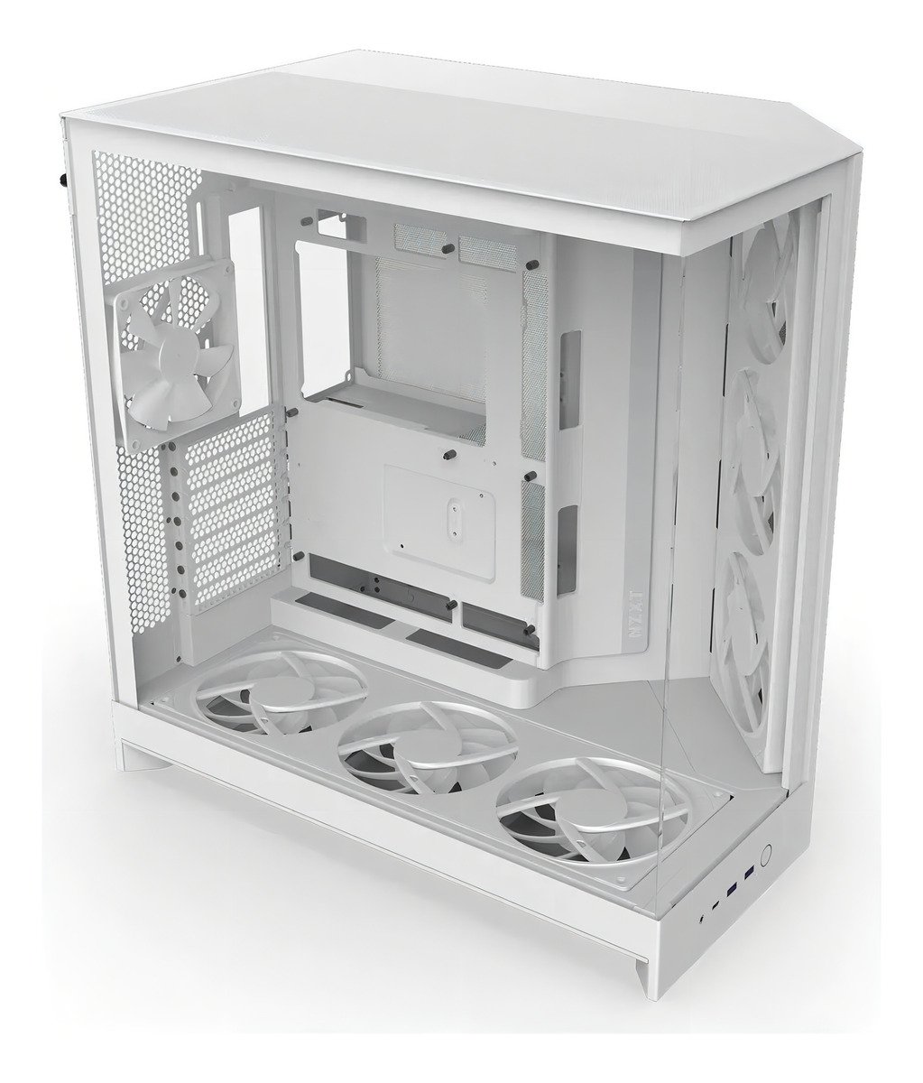 Gabinete Nzxt H9 Flow RGB+ 2025 Usb Type-C Branco 7 Fans Vidro Temperado Mid Tower - CM-H92FW-P1 - Imagem 6