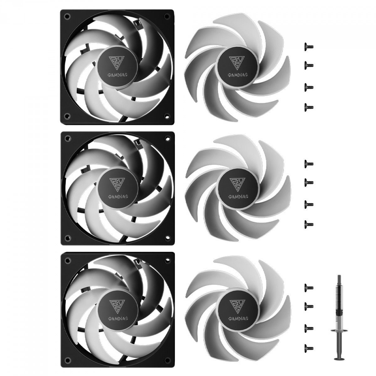 Kit Fan com 3 Unidades ARGB Pás Fluxo de Ar Normal e Reverso Gamdias Notus M1-1203 , 120mm, PWM, Preto - Imagem 5