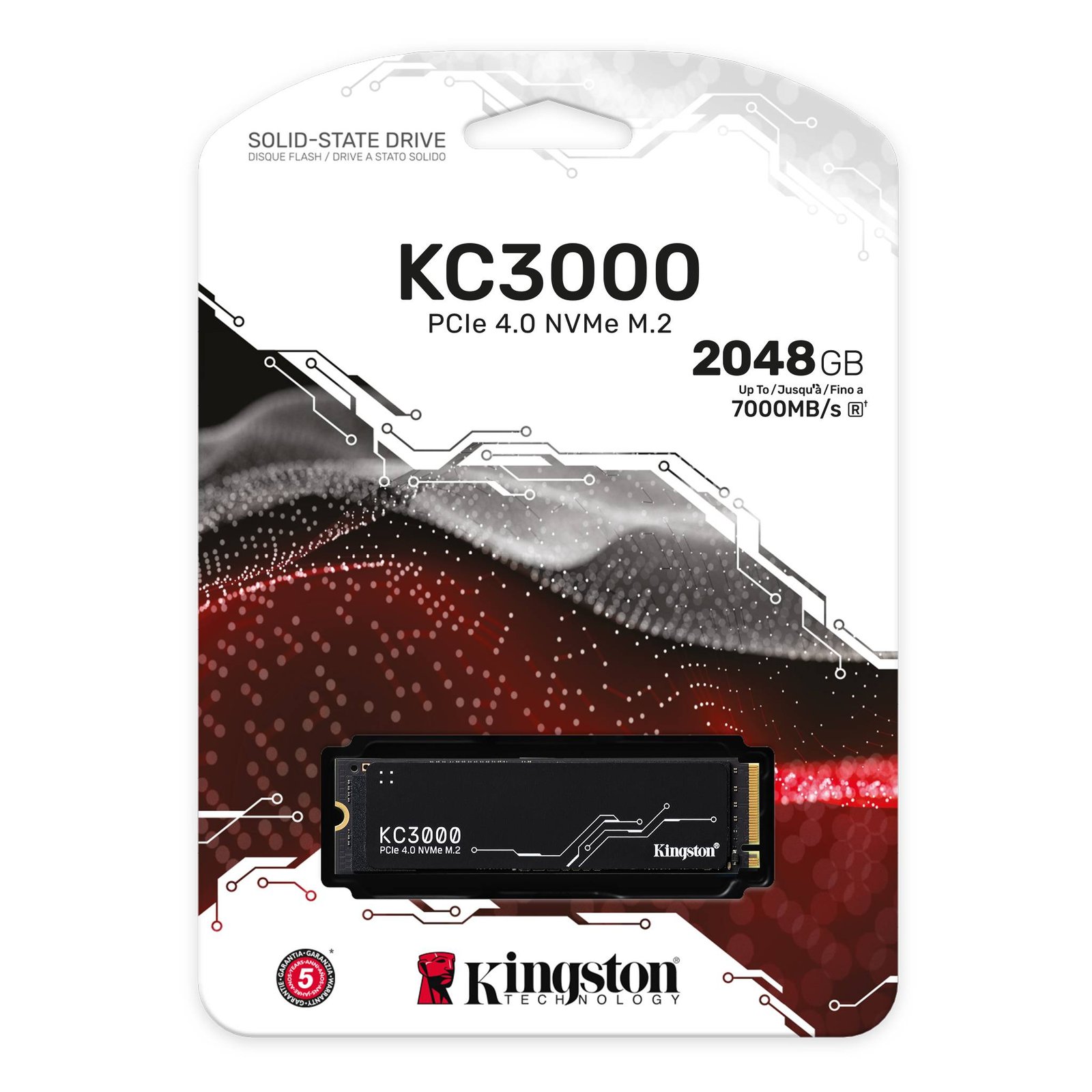SSD Kingston KC3000 2TB, M.2 2280 NVMe, PCIe 4.0, PC e PS5, Leitura: 7000MB/s e Gravação: 7000MB/s - SKC3000D2048G