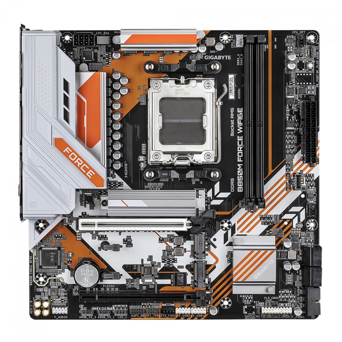 Placa Mãe Gigabyte B850M FORCE WIFI6E e Bluetooth, AMD AM5, M-ATX, DDR5 - Imagem 2
