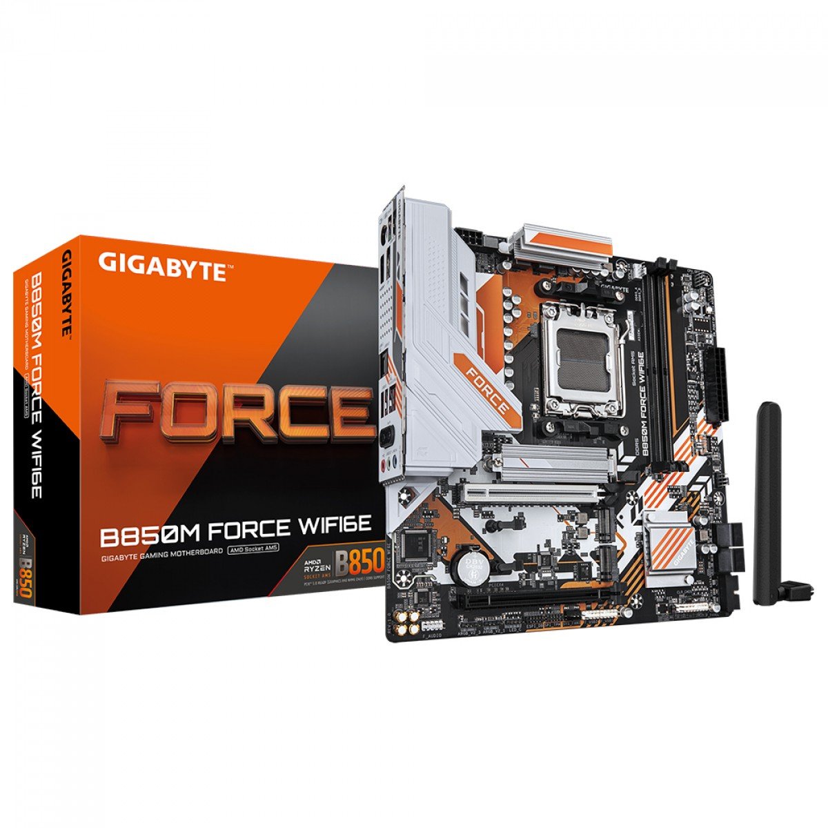Placa Mãe Gigabyte B850M FORCE WIFI6E e Bluetooth, AMD AM5, M-ATX, DDR5